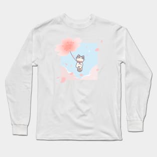 Floating Springtime Cat Long Sleeve T-Shirt